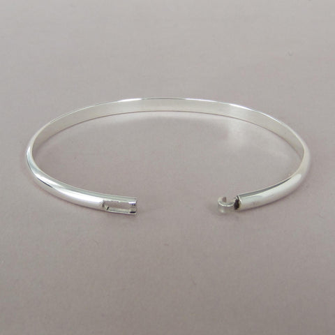 Silver Polished Wire Latch Cuff Bracelet